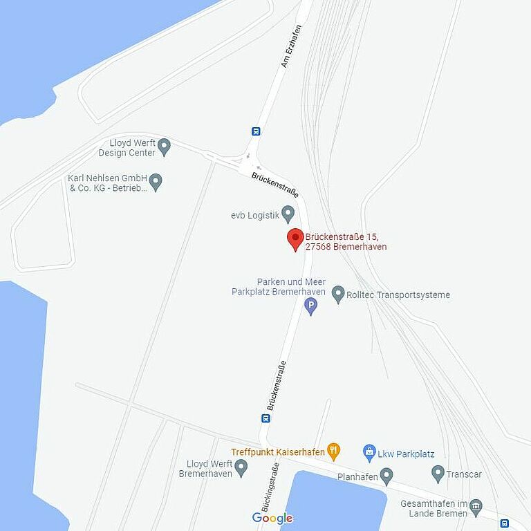 Karte von Bremerhaven mit Standort Brückenstraße